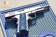 COLT 1911 Full-Size G10 Grips Blue/Black Double Diamond, Ambi Cut, USA Made