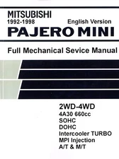 PAJERO MINI MITSUBISHI SERVICE MANUAL REPAIR SHOP BOOK 92-98 ENGLISH 4WD TURBO