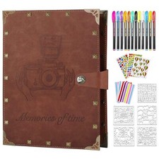 DIY Scrapbook Photo Album 60 Pages Leather Memory Photo Book 8.5x11 inchVinta...