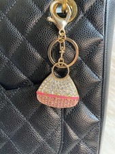 Mini Handbag Bag Charm Keychain Keyring Handbag Pink Crystal Bling Sparkling
