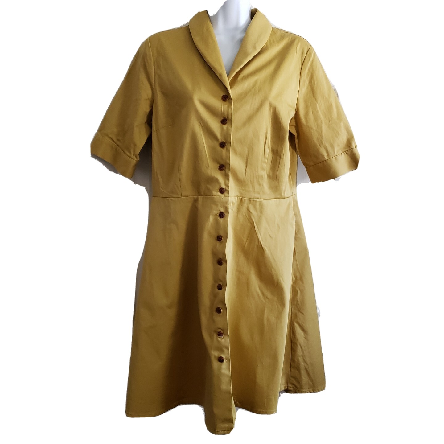 atelier b. Womens Button Front Shirt Dress Mustard Yellow L Canada Safari Khaki