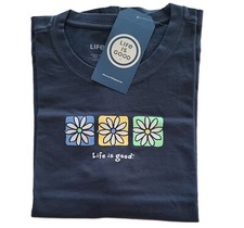 Life Is Good SS Shirt Crusher Tee 3 THREE BOXED DAISIES Flower 47in Womens XL