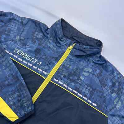 Dobsom Sweden Men Black Blue Chartreuse Poly Light Full Zipper Jacket L NWoT