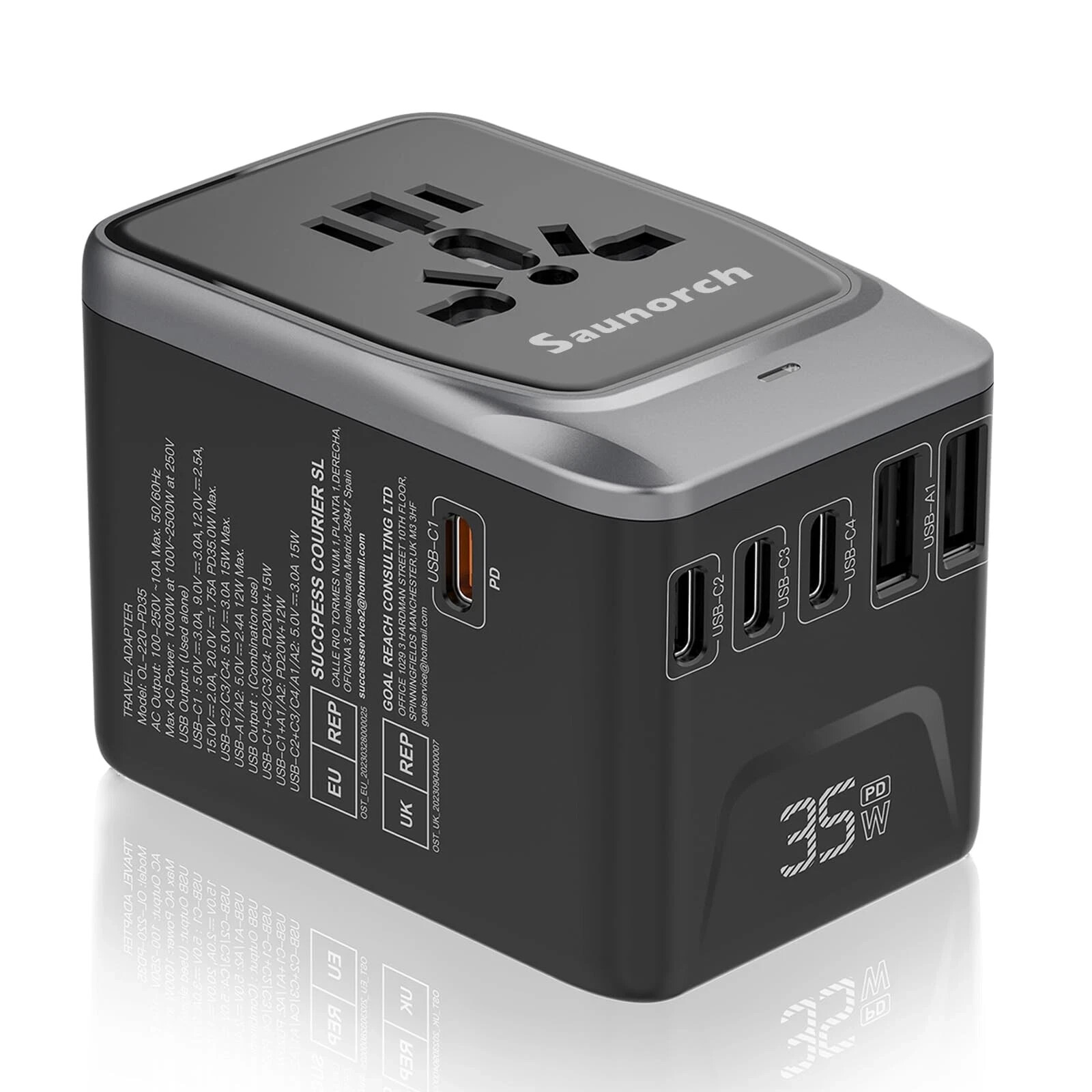 , Pd 35w 7 In 1 International Power Plug Adapter With