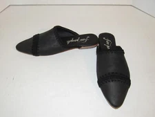 NEW Free People Black Leather San Marino Slip-On Flat Mules Shoes Womens 36 US 6