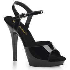 Sandalia mujer 5" plataforma tobillo correa. Pleaser, LIP-109 negro
