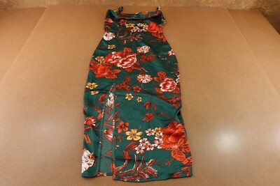 Pretty Little Thing Womens 0 Green Floral Satin Strappy Cowl Neck Midi Dress NWT