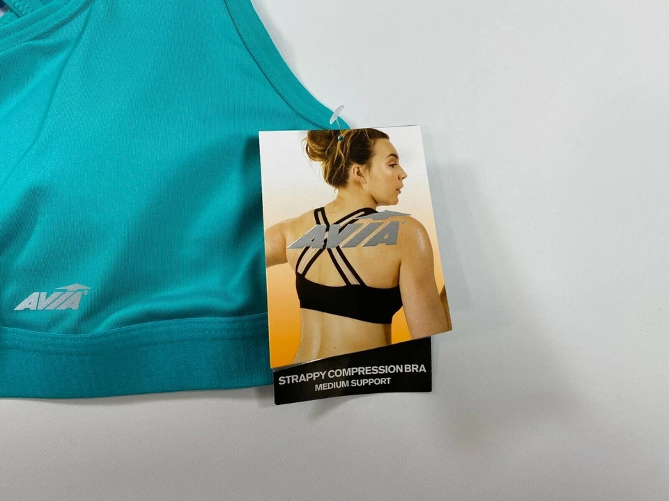 Sujetador de compresión para mujer Avia Aqua azul con tiras soporte medio XXL 2XL NUEVO Foto 4 de 4