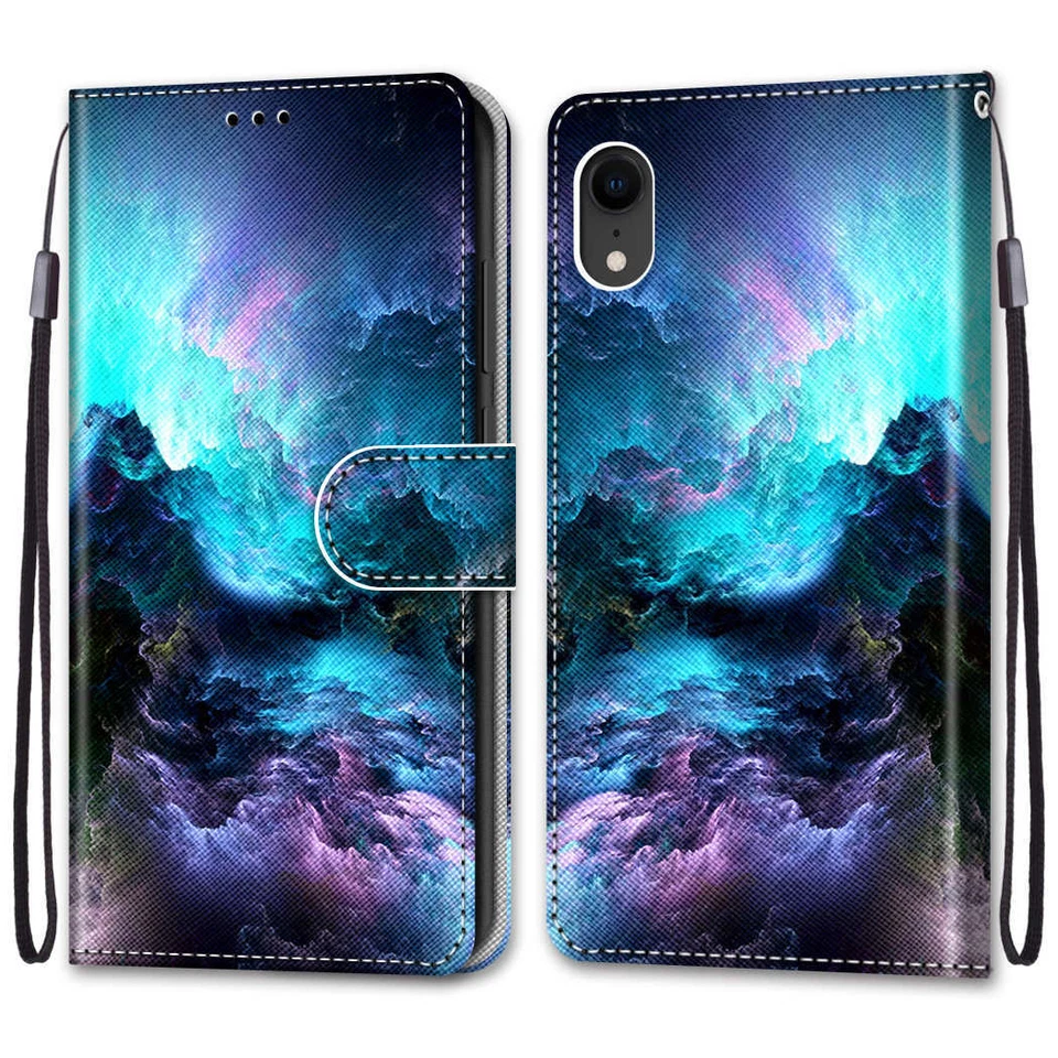 For Various Phone Magnetic Flip Wallet Card Bag Stand Holder Hot Case Cover Back - Image 2 of 4