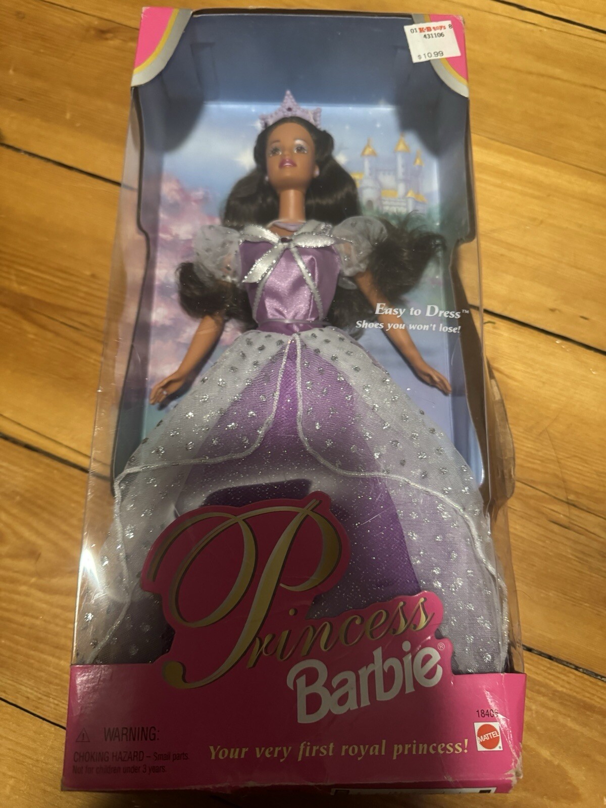 Vintage 1997 Mattel Princess Barbie Lavender Dress Brunette  #18406 Damage Box