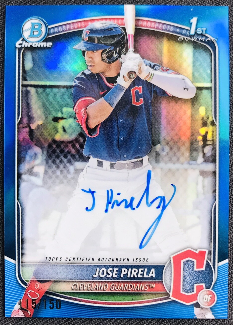 2025 Bowman Chrome Baseball Jose Pirela 1st Blue Auto Chrome Refractor / 150