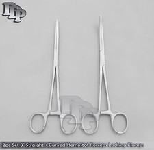 HEMOSTATS / LOCKING FORCEPS 8" NEW 1 curved 1 straight