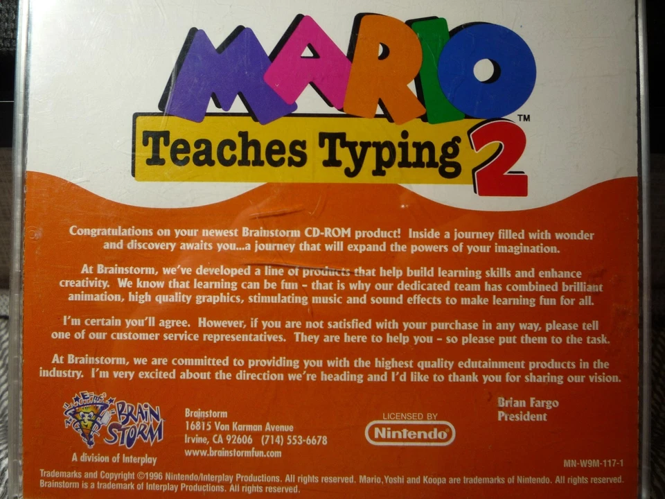 Mario Teaches Typing 2 Instructional Nintendo RARE OOP PC 1996 No Box CD-Rom - Image 2 of 4