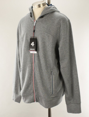 FOURLAPS Heather Gray RUSH Full Zip Athletic Fit Cotton Terry Hoodie XXL NWT