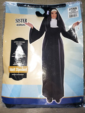 womens NEW SISTER HERMANA HALLOWEEN COSTUME NIP ADULT STANDARD SIZE black white