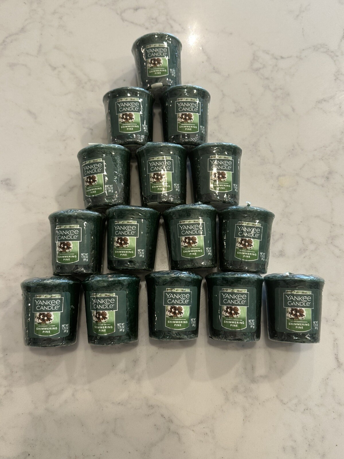 Vintage Yankee Candle Shimmering Pine Votives Set of 15 RETIRED