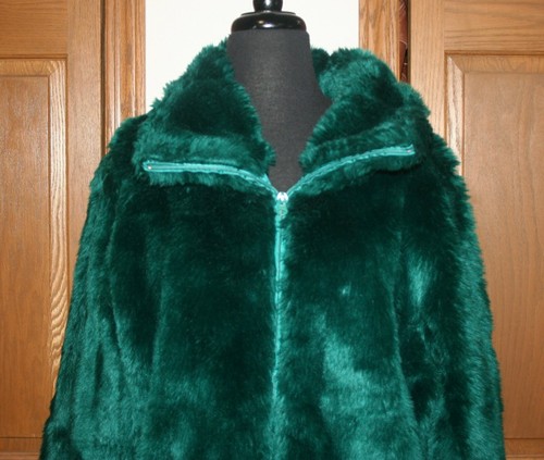 VTG Women's FAUX FUR Coat MED ROAMAN'S TEAL BLUE-GREEN SOFT THICK - Picture 2 of 8