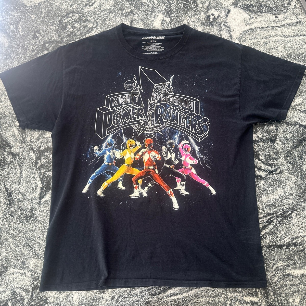 Mighty Morphin Power Rangers T-Shirt Loose Fit Rare Print Logo 