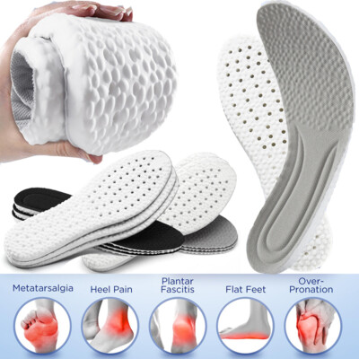 1Pair Shoe Insoles for Men Women Memory Foam Orthotic Shoe Inserts ...