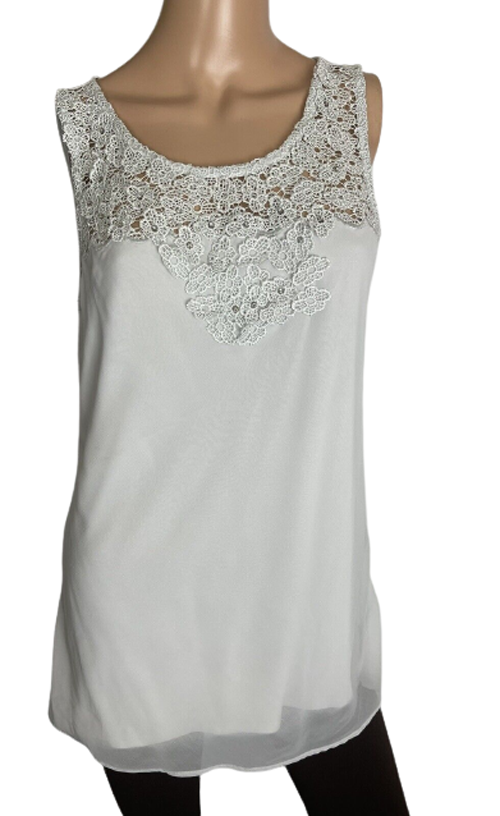 シャツタンク Premise Studio Women's Tank Top Gray Lace trim Size L Retail $48