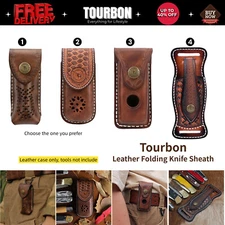 TOURBON Leather Folding Blade Knife Sheath Belt EDC Knives Carry Case 4 Options