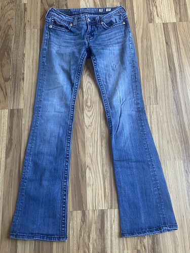 Miss Me Boot Jeans JW5199B5 Ladies Sz 28 Distressed Thick Stitch Rhinestone - Picture 2 of 6