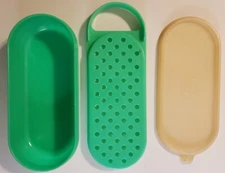 Vintage Tupperware Jadeite Green Oval Cheese Grater Keeper Container