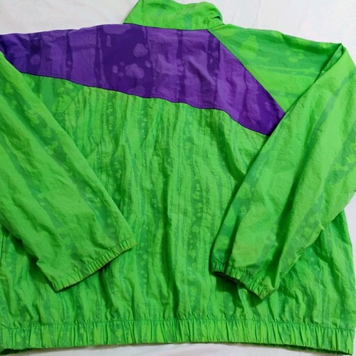 Vintage Nike Aqua Gear Windbreaker Jacket Neon Green And Purple Size XL - Picture 6 of 15