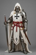 Medieval Wearable Armor White Templar Knight Crusader Suit Larp Cosplay Costume