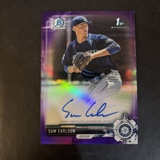 2017 Bowman Draft - Chrome Draft Pick Autographs Sam Carlson #CDA-SC Purple...