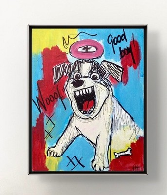 HAMMOND Original Expressionist Dog Acrylic 11x14 Canvas