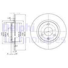 DELPHI 2x Bremsscheibe vorne Ø238 mm unbeschichtet für Peugeot 106 II 1A_ 1C_