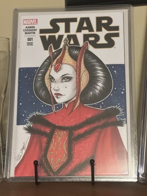 Star Wars #1 Queen Padme Adimala Hand Draw Color Sketch Cover By Sorah Suhng COA