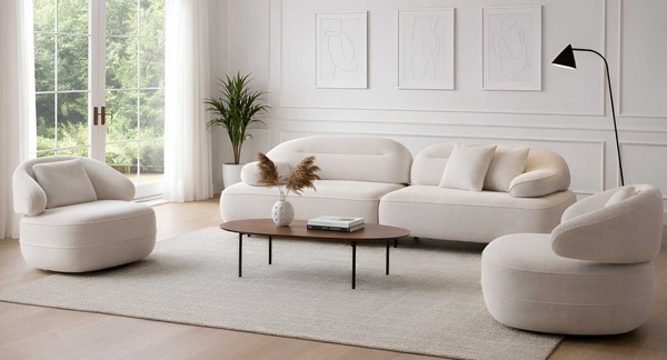 3-Sitzer-Sofa Sessel Wohnzimmer Stil Modern Farbe Beige Weich Bequem-image