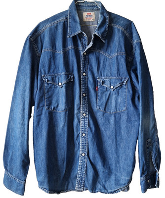 Levis Jeans Hemd XL blau Perlmutt Druckknöpfe Pearl Snap Western Style Barstow
