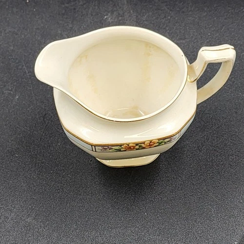 Jarra de jarabe crema azul Nebraska Inglaterra borde azul acento floral J&G Meakin - Imagen 2 de 11