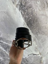 Dolce Gabbana Leather Belt Metal Logo Men Black 