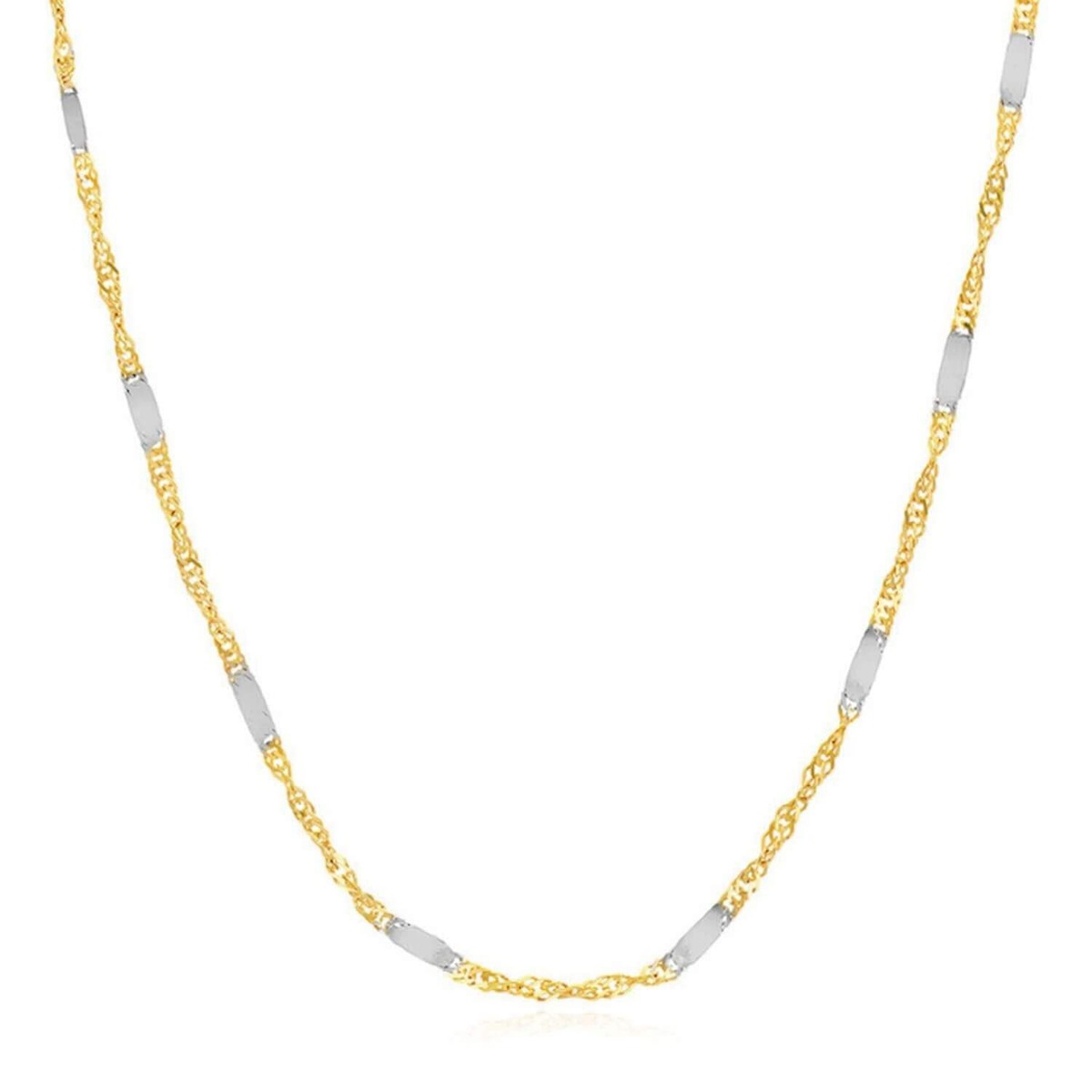 Collana In Oro Giallo 14K, Catena Stile Singapore Da 1.5 Mm, Varie Lunghezze Disponibili, Con Scatola Regalo
