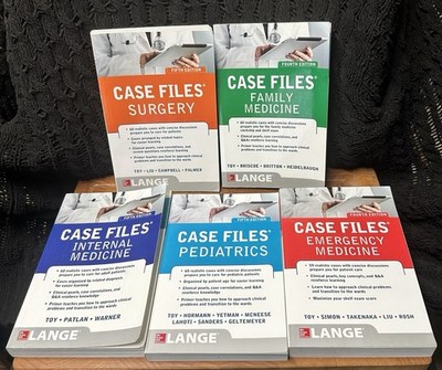 LOT OF 5 Case Files: Surgery Internal Pediatrics Family Emergency Medicine USMLE