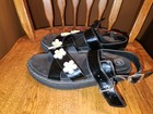 Wonder Nation Girl's Black Strappy Sandals Flower Accents Ankle Buckle US 5 — photo 3
