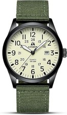Men's Military Army Luminous 24 Hours Dial Nylon Strap Date Quartz Wrist Watch