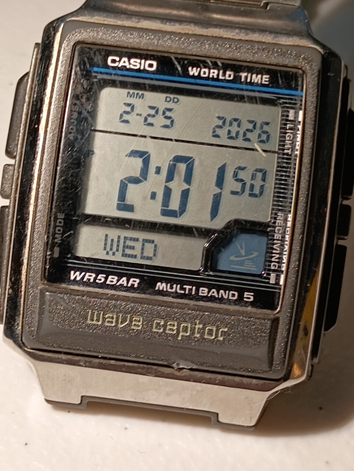 Working Casio Wave Ceptor Silver Tone Rectangle F… - image 1