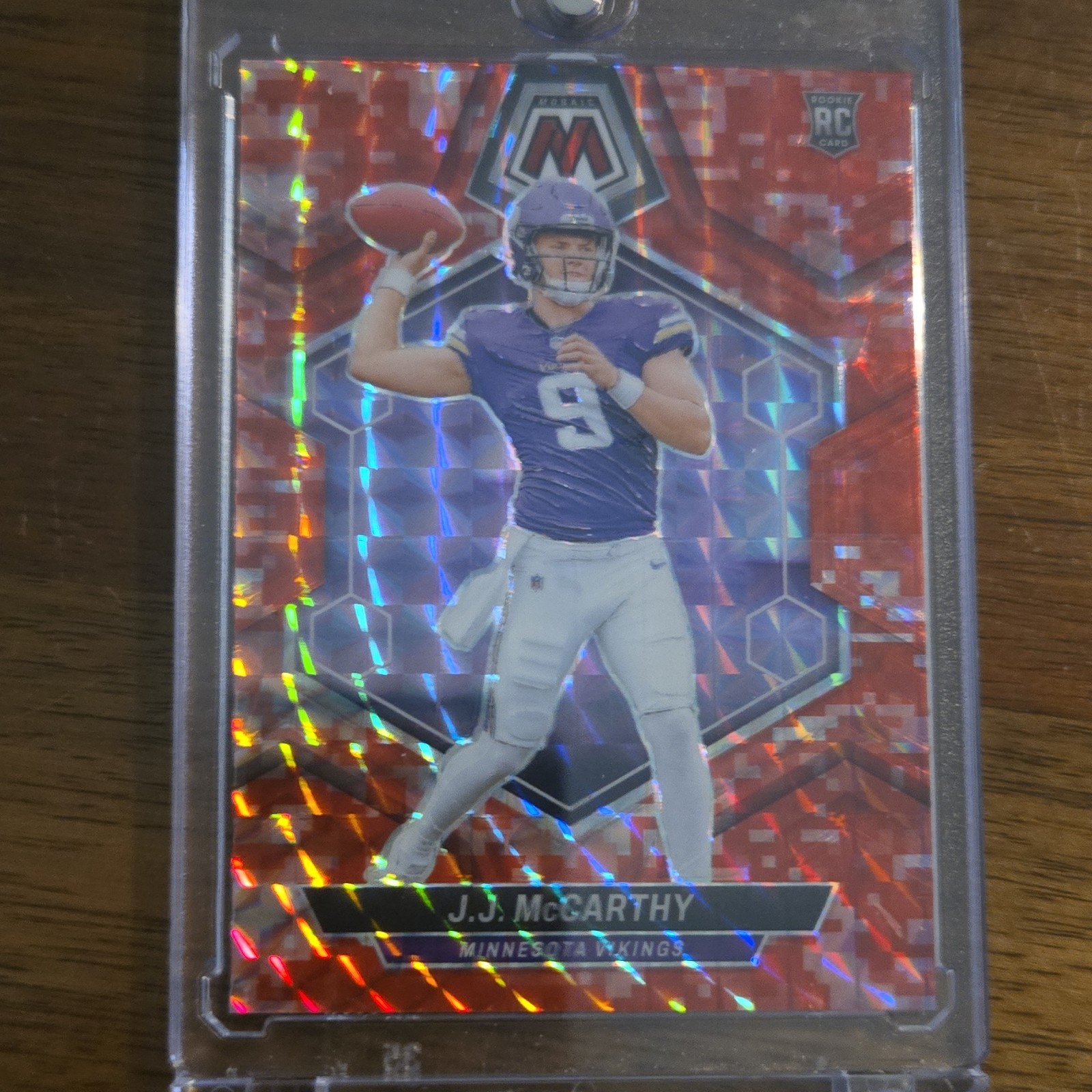 2024 Panini Mosaic J.J. McCarthy RC Red Mosaic Prizm #310 Minnesota Vikings