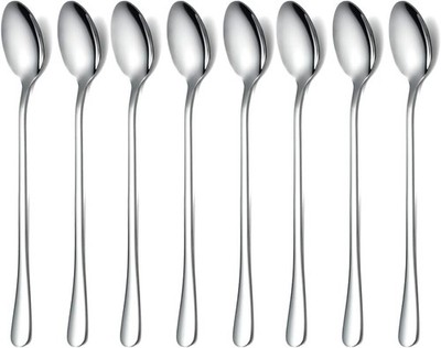 Kaffeerührer Löffel mit Langem Griff 8er Set Silber
