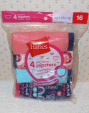 NEW--Hanes Girls Tagless Hipsters Soft Breathable Cotton 4 NO Ride up Size 16