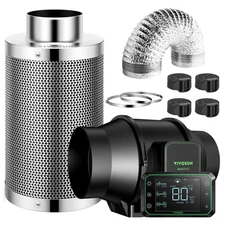 VIVOSUN S6 Smart Air Filtation Kit 405CFM 6" Inline Fan Carbon Filter w/ E42A