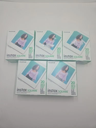 *READ* Fujifilm Instax Square Film, White Multi-Pack (5 pk, 100 Shots Total) - product listing photo