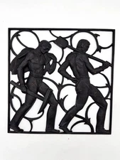 Heinrich Moshage Zur "Arbeit" To Work Art Deco Forged Iron Wall Plaque Buderus