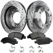 Disc Brake & Pad Kit For 2005 Chevy Silverado 1500 Front LH RH Cross-drilled
