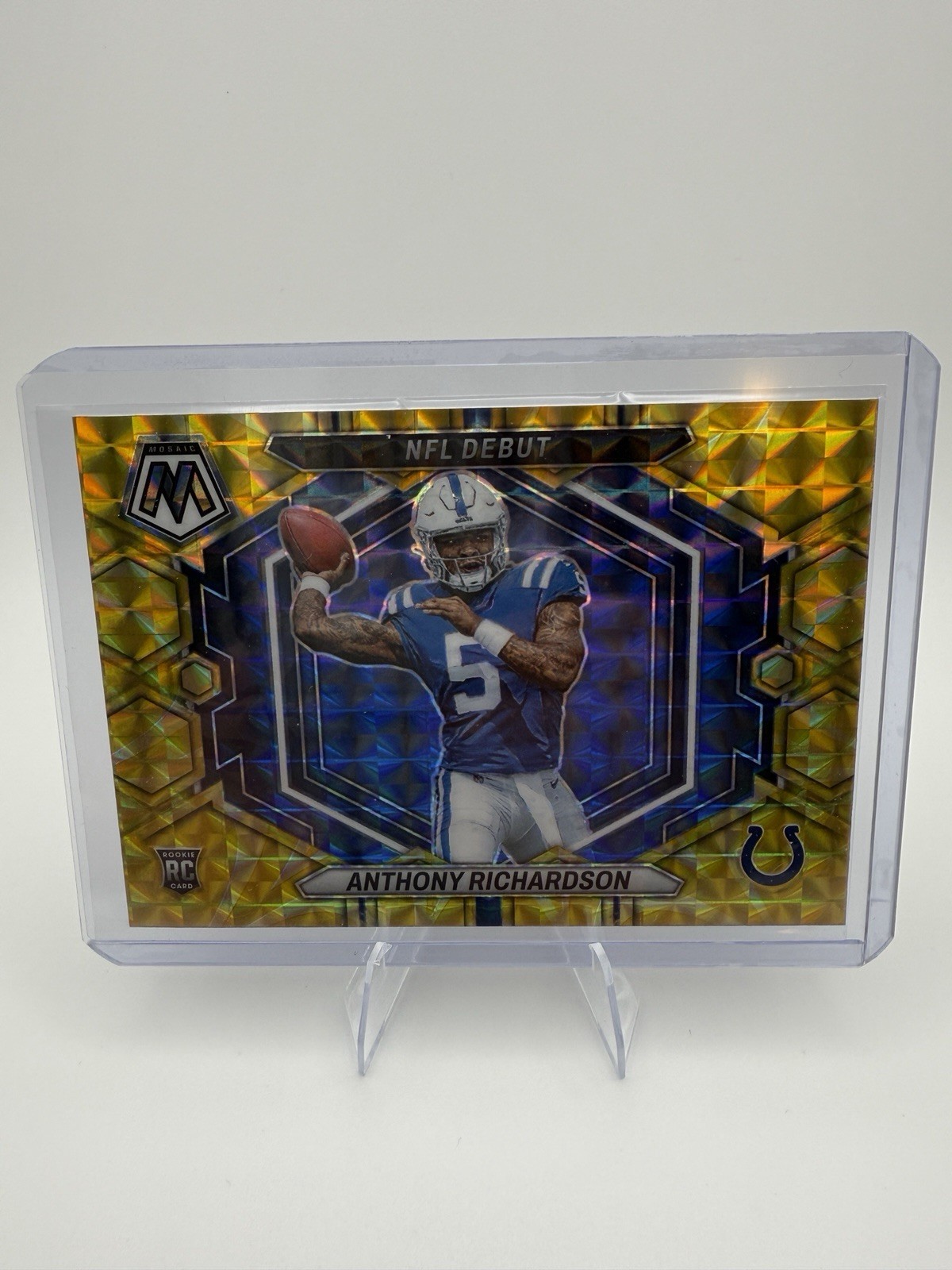 2023 Panini Mosaic #ND-5 Anthony Richardson NFL Debut Reactive Yellow Rookie RC